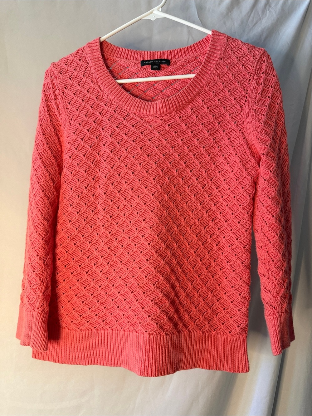 Banana Republic Coral Textured Crewneck Sweater